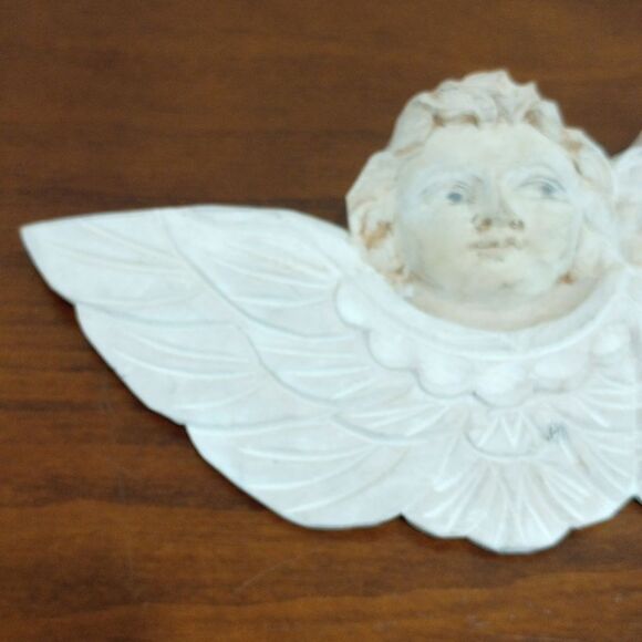 Vintage Hand Carved Wooden Putti Double Cherub Angel Wall Art ~ 13.5 x 5.5 - Picture 2 of 5